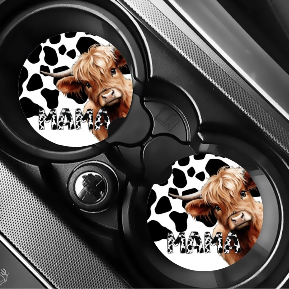 Cow Print Car Coasters